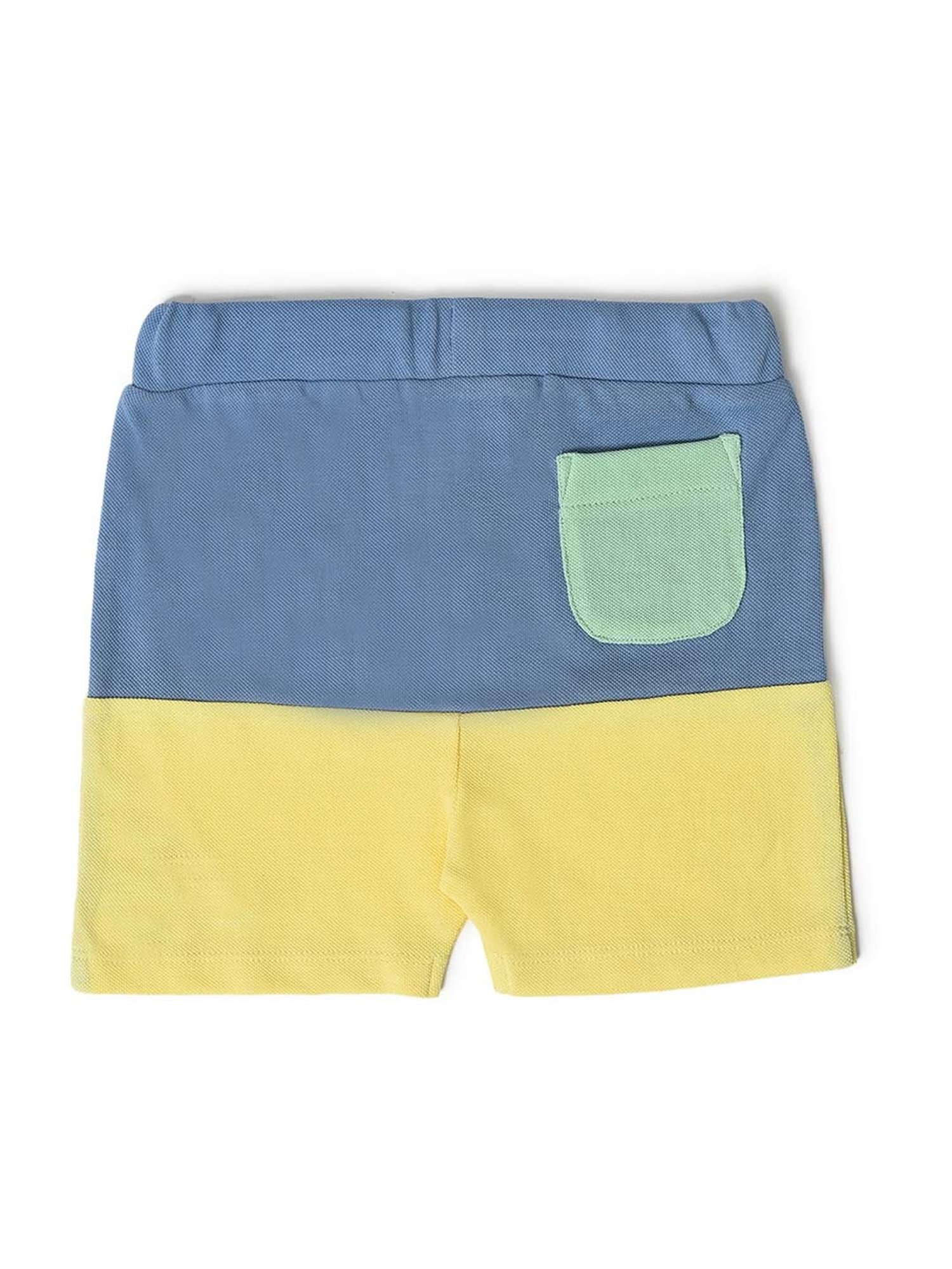 MiArcus Kids Blue & Yellow Cotton Color Block Polo T-Shirt Set