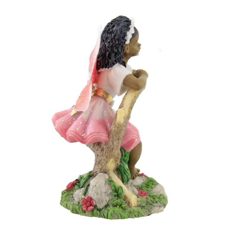 Black Art 5.5" Child Fairy Pink Figurine Roses  -  Decorative Figurines