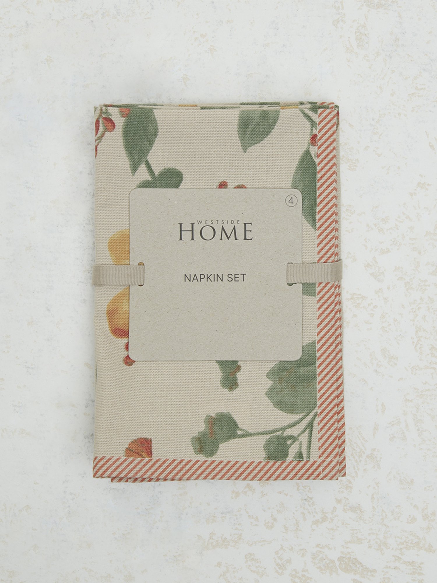 20" White Napkin with Red and Green Tassels Set of 4 pc White - SARO Lifestyle