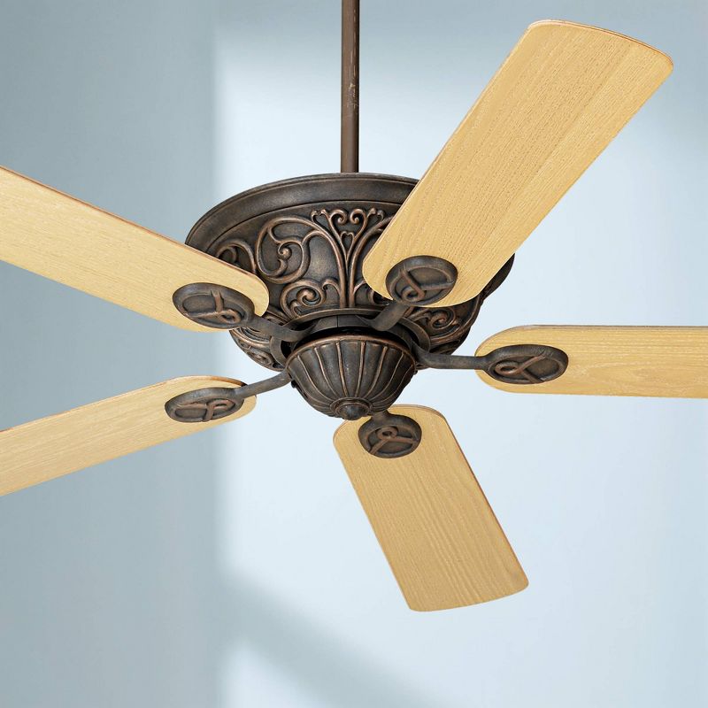 52" Casa Vieja Vintage Ceiling Fan Bronze Copper Light Oak Square Blades for Living Room Kitchen Bedroom Family Dining