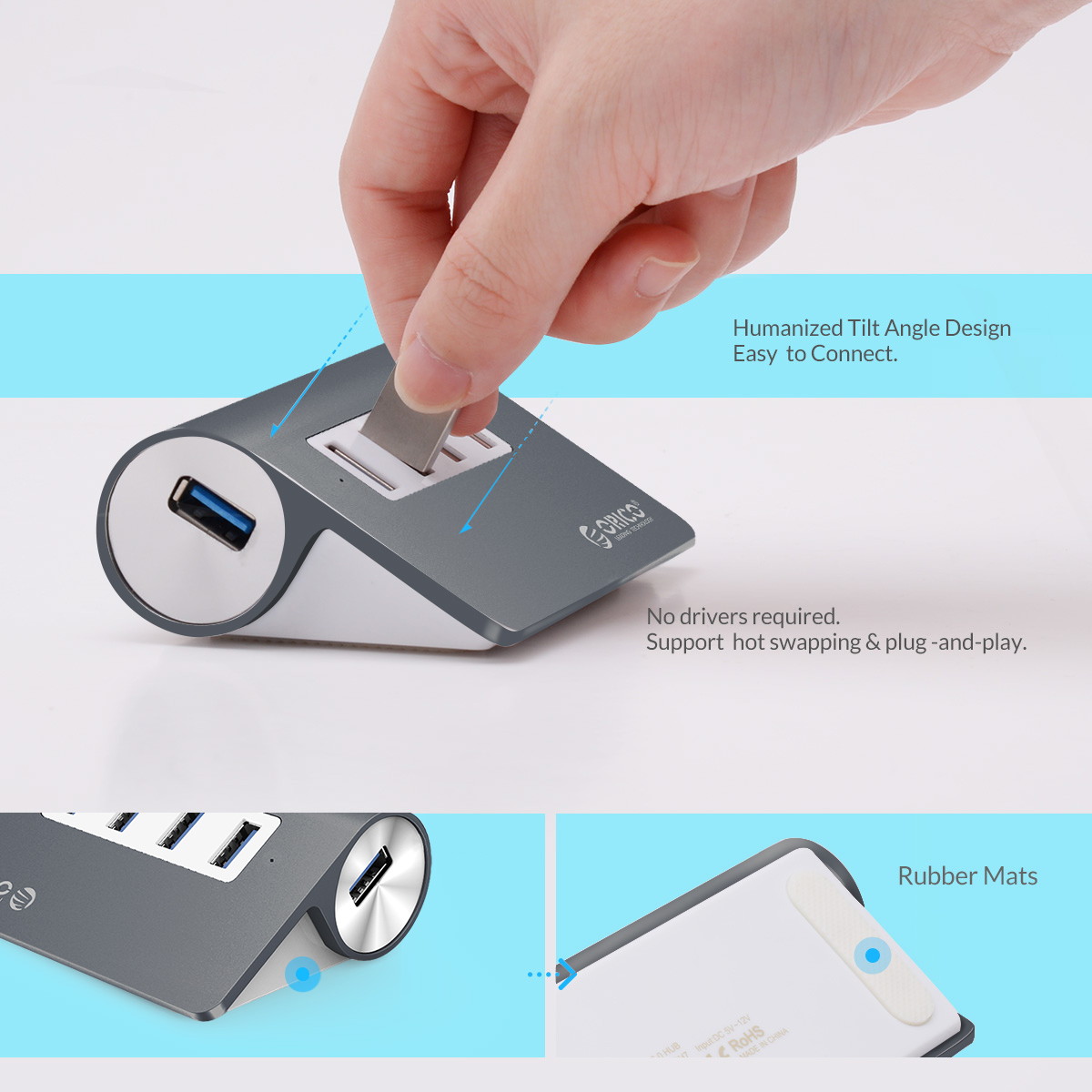 Madeng USB 3.0 HUB Adapter Extender Mini Splitter Box 3 Ports for PC Laptop Macbook Mobile Phone High Speed U Disk Reader