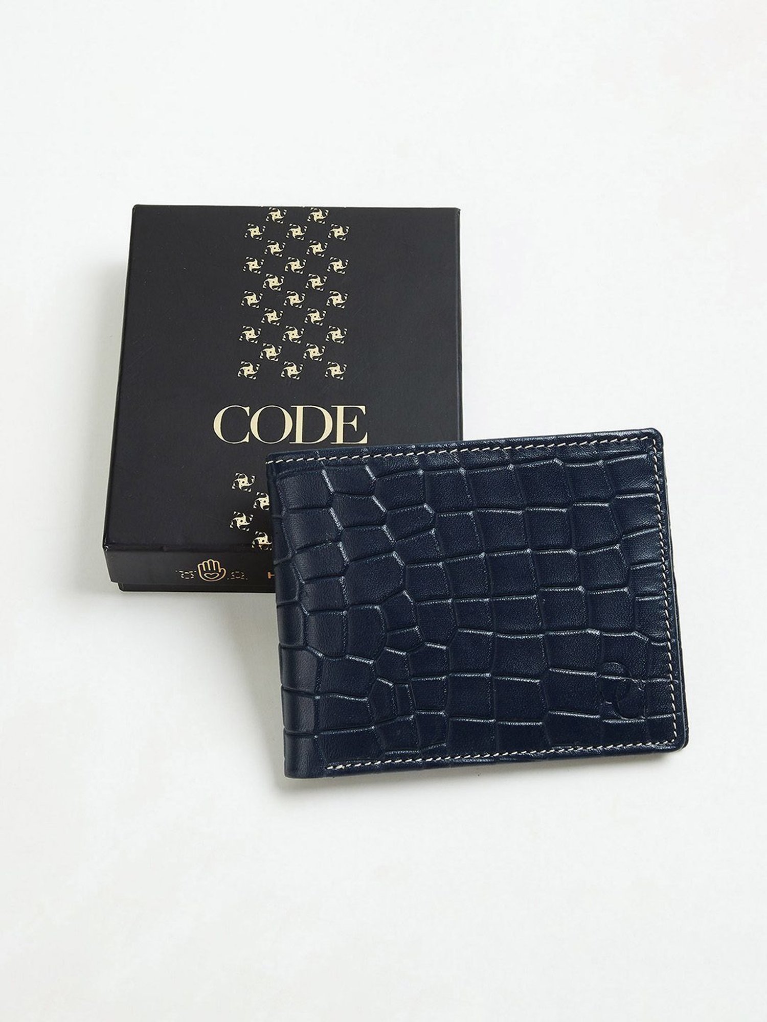 Code by Lifestyle Blue Leather Textured Bi-Fold Wallet for Men