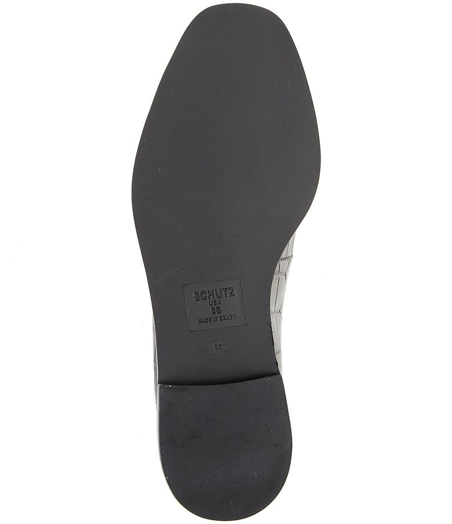 Schutz Hada Croco Print Leather Loafers