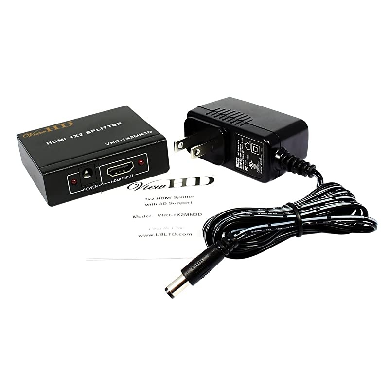 2 Port 1x2 Powered HDMI 1 in 2 Out Mini Splitter for 1080P & 3D | Model: VHD-1X2MN3D
