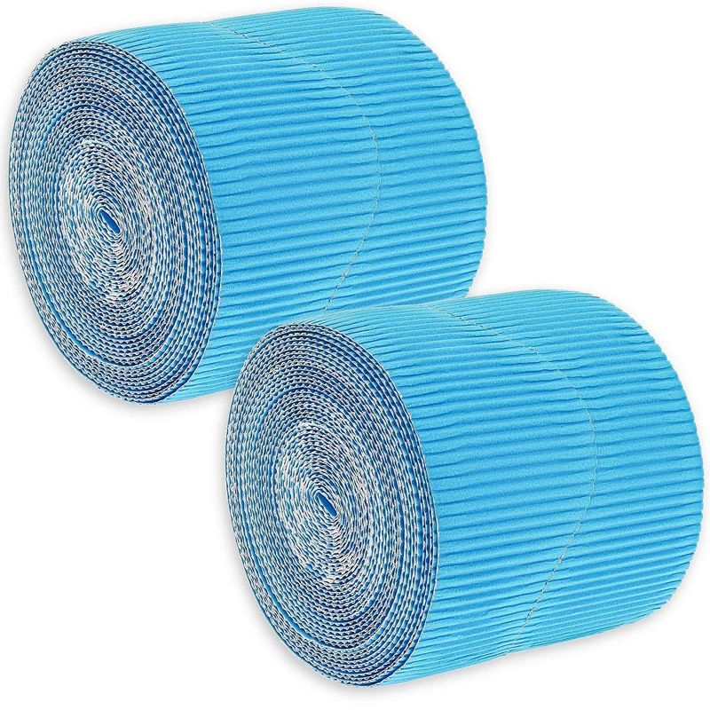 2-Rolls Blue Bulletin Board Scalloped Border Decoration for Classroom, 2 inches X 50 Feet