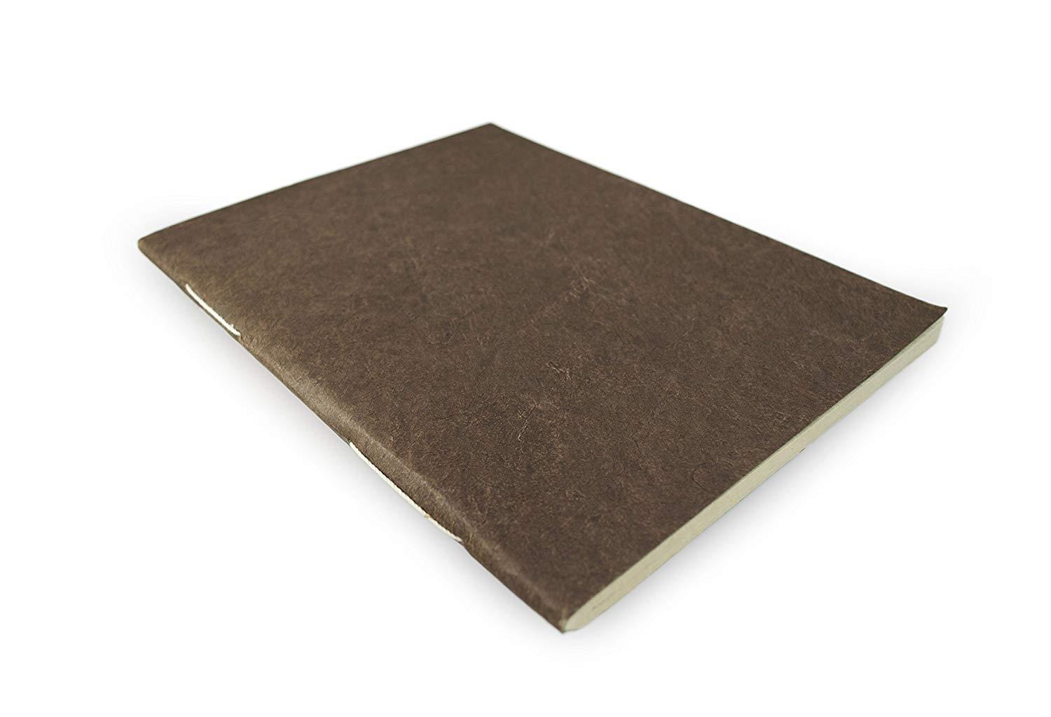Nepali Companion Notebook with Handmade Paper and Vegetable-Dyed Cover. Made in Nepal (Large, Dark Walnut)