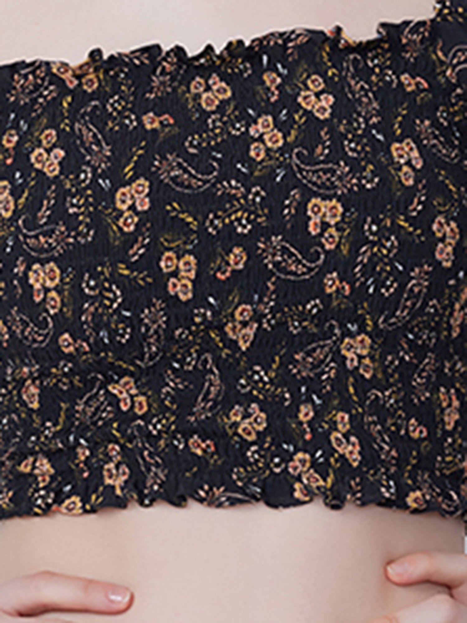 Cover Story Olive Floral Print Crop Top
