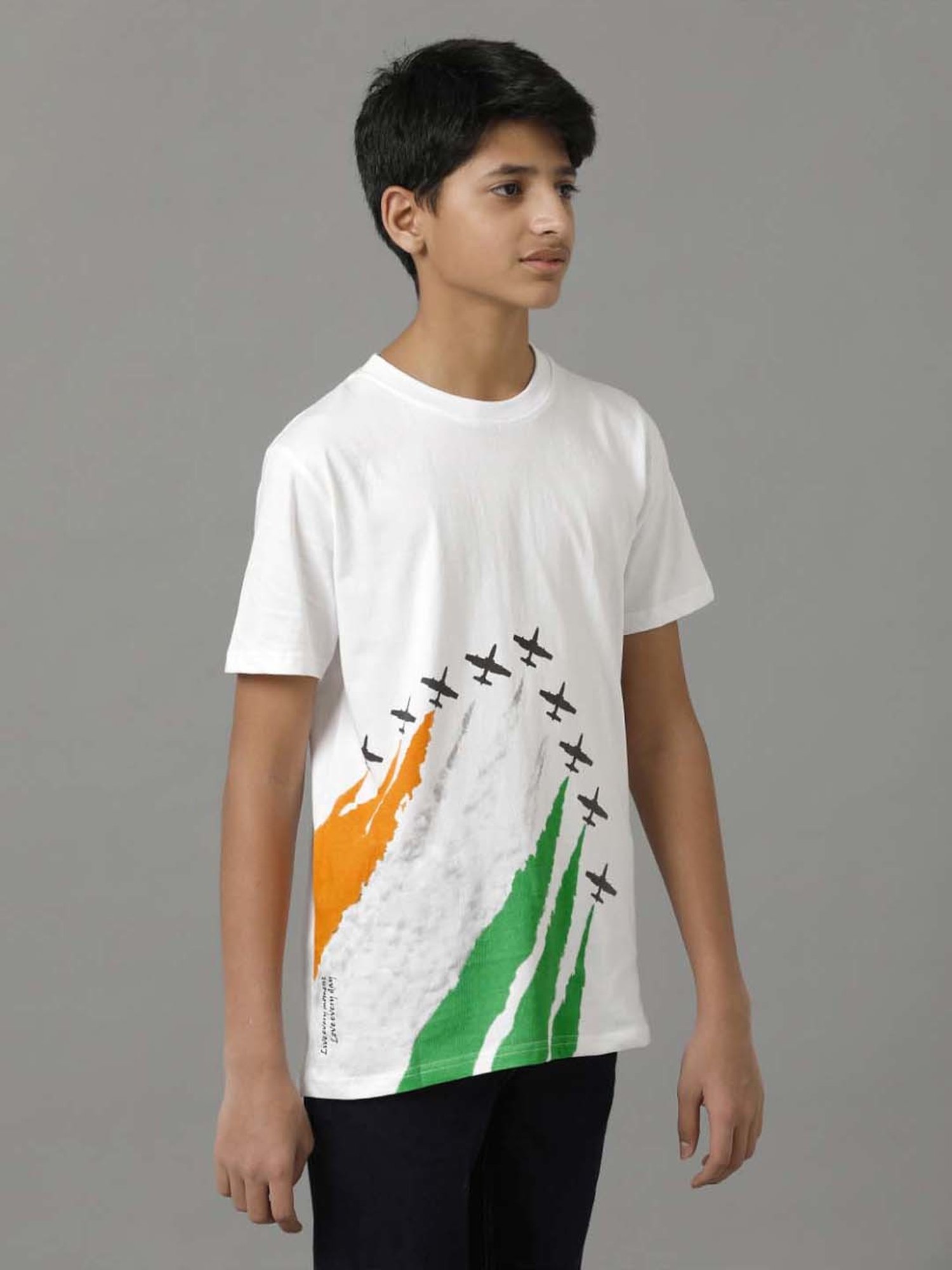 Under Fourteen Only Kids White Cotton Printed T-Shirt