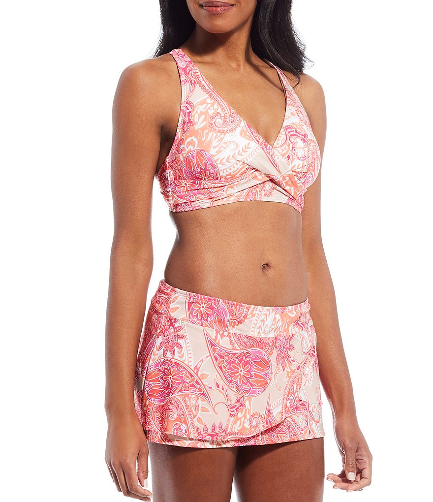 Alex Marie Sunset Paisley Twist Front Bralette Swim Top