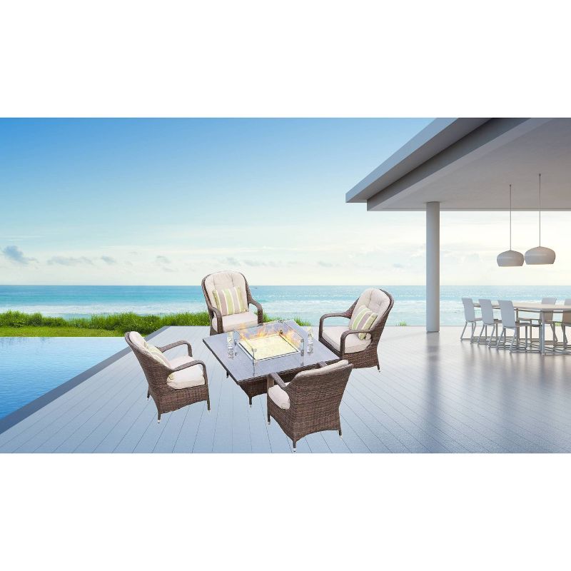 5pc Wicker Fire Pit Patio Seating Set - Direct Wicker