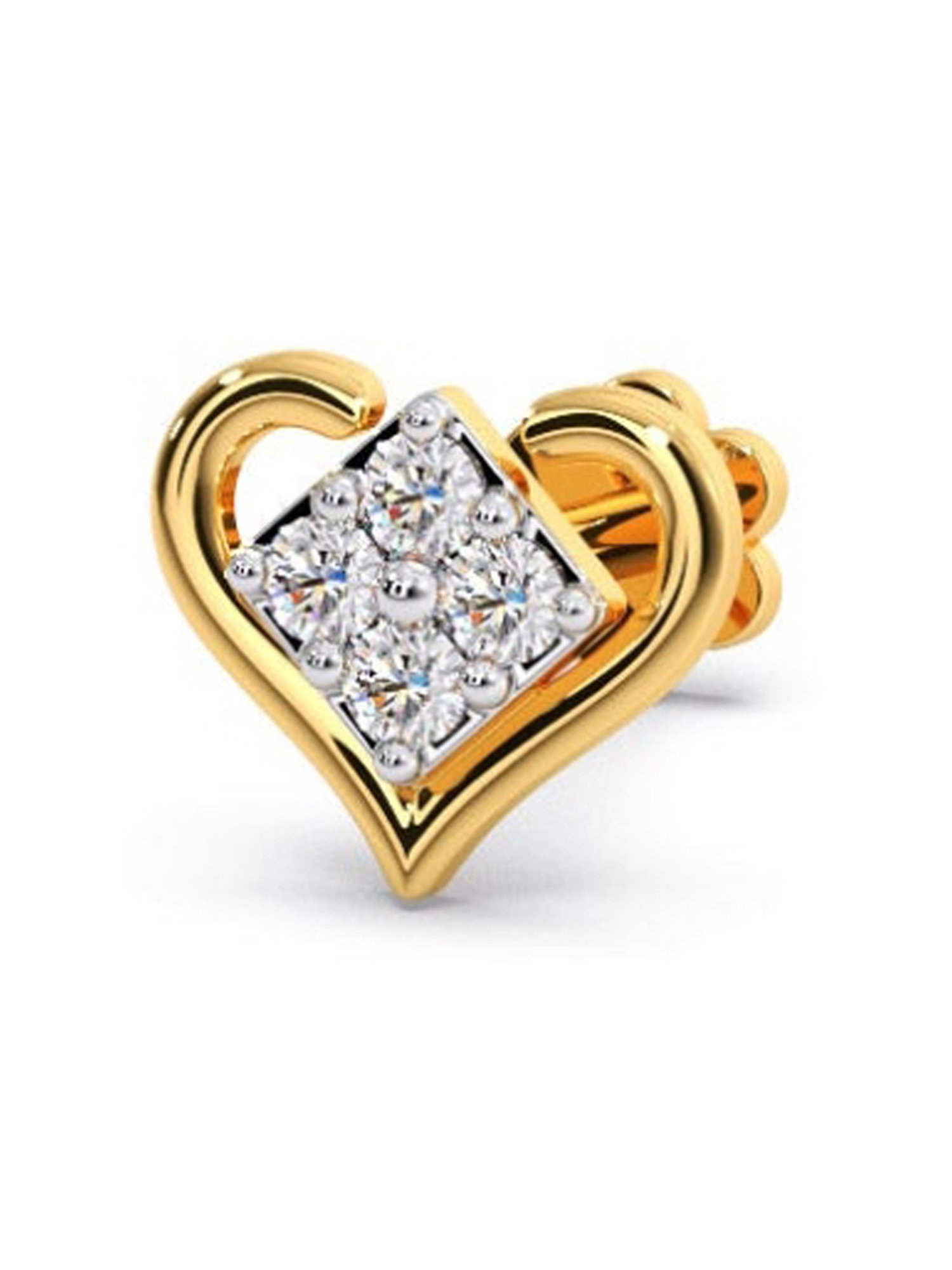 Candere by Kalyan Jewellers Peacock Collection 18k Yellow Gold Diamond Stud Earrings for Women