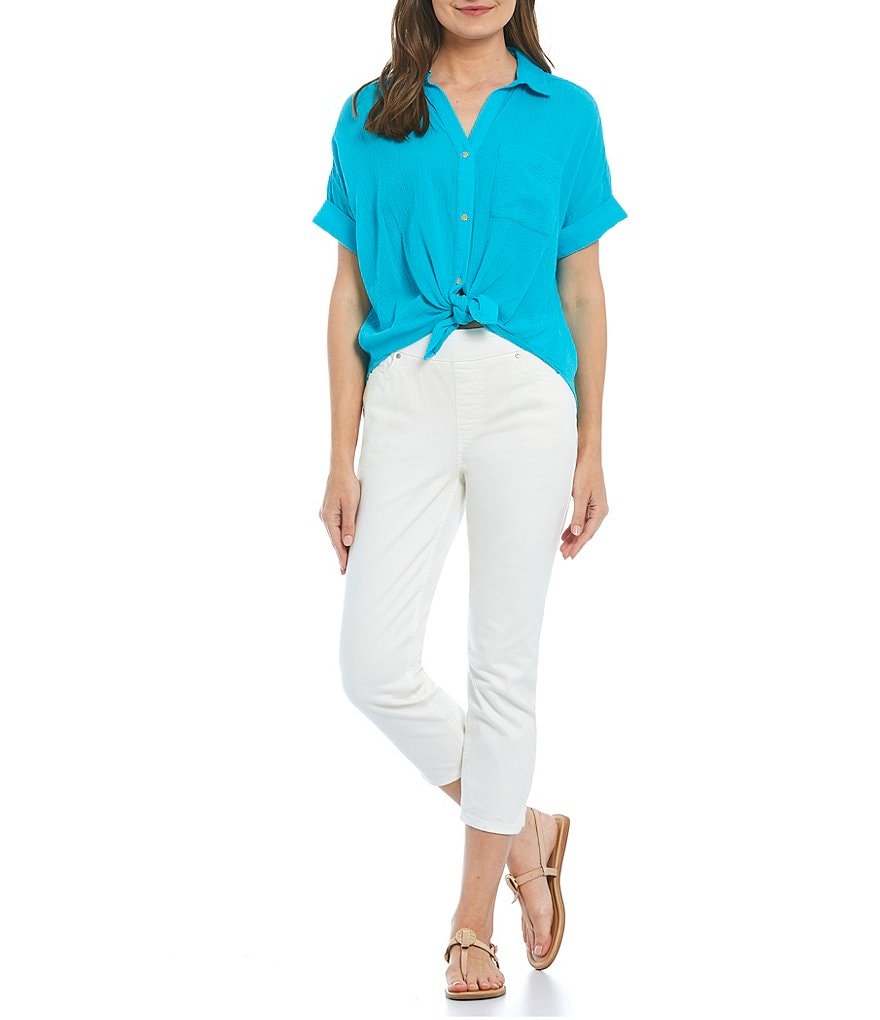 Westbound Drop Shoulder One Pocket Tie-Front Shirt