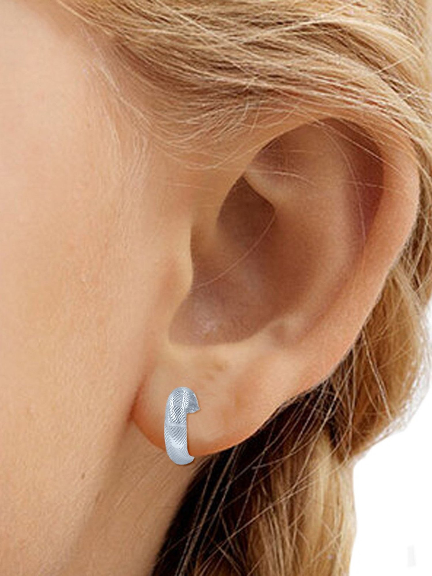 Taraash 92.5 Sterling Silver Engraved Hoop Earrings for Women