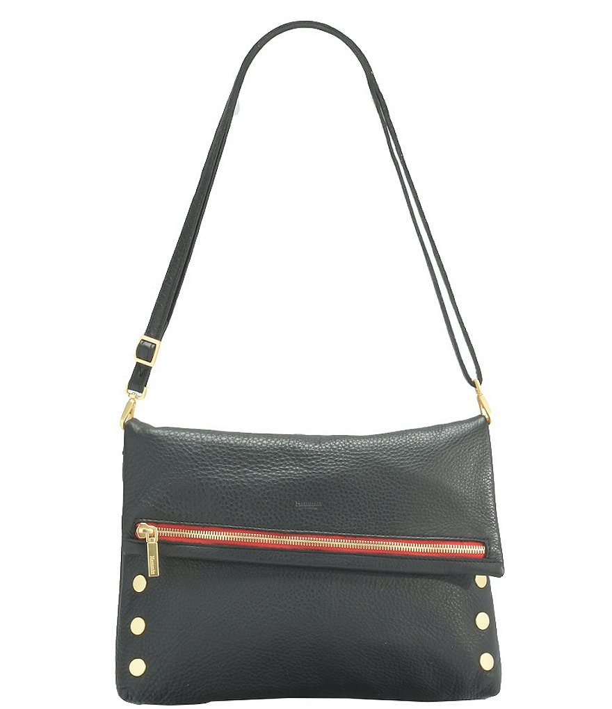 Hammitt VIP Fold Over Large Studded Leather Zip Flap Crossbody Bag