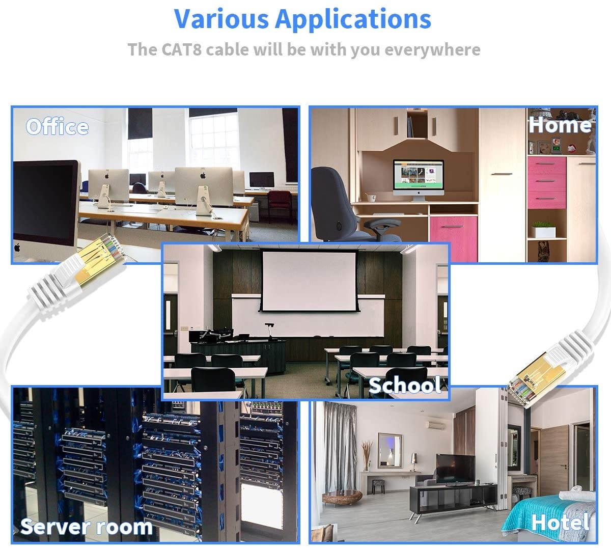 Ethernet Cable 10 ft Cat 8 Cable RJ45 Internet Patch Cable 2000Mhz 40Gbps High Speed LAN Wire Cable Cord Shielded for Modem Router PC Mac Laptop PS2 PS3 PS4 Xbox and Xbox 360 Black