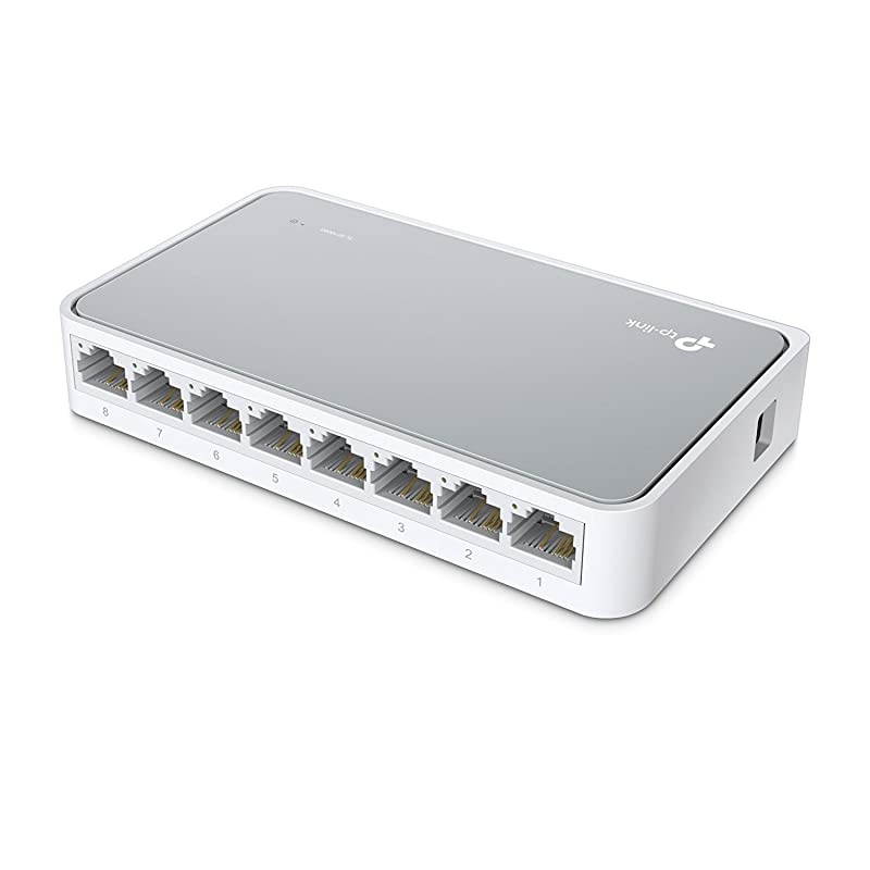8 Port 10/100Mbps Fast Ethernet Switch | Desktop Ethernet Splitter | Ethernet Hub | Plug and Play | Fanless Quiet | Desktop Design | Green Technology | Unmanaged (TL-SF1008D), White