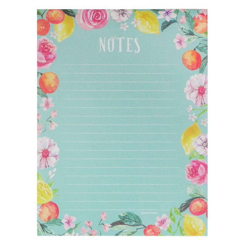 6" x 8" 120pg Desk Notepad Teal Floral - greenroom