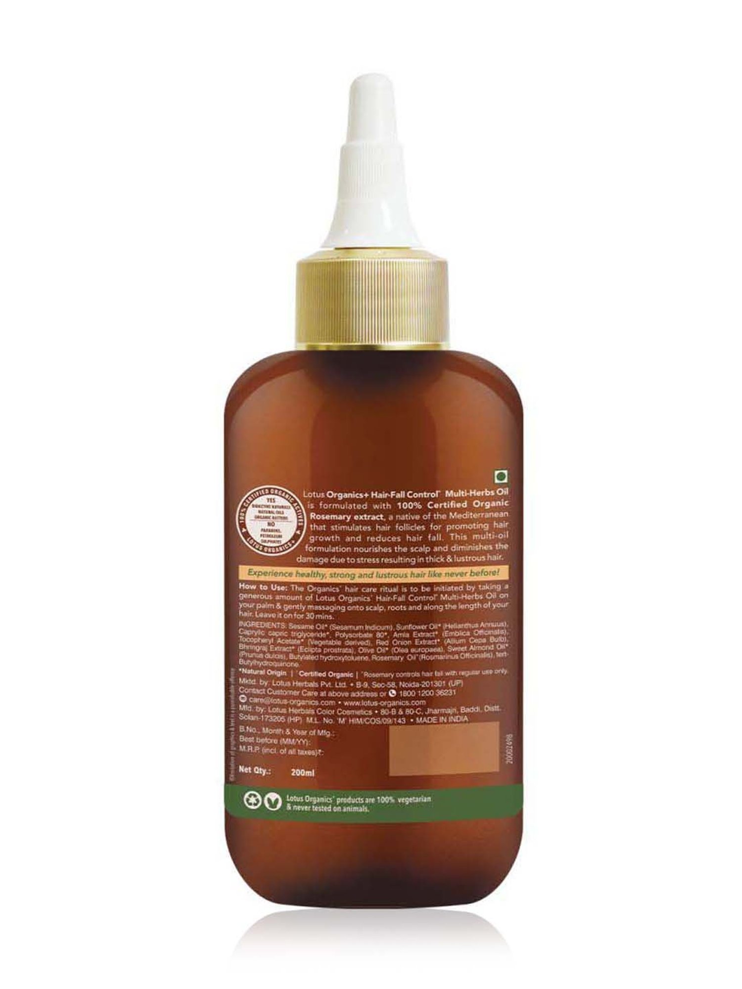 Lotus Organics+ Hair Fall Control Multi-Herbs Oil - 200 ml