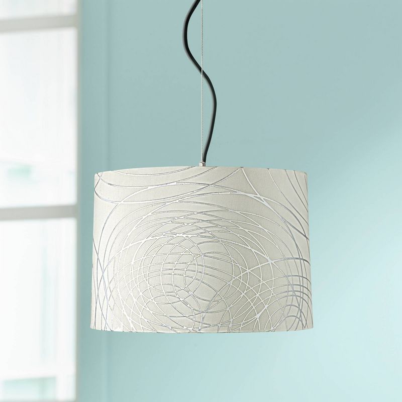 Possini Euro Design Abstract Silver Circles Shade 16" Wide Pendant Light