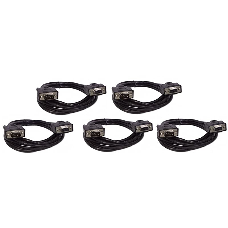 Five Pack Of  Black 6 Foot DB9 9 Pin Serial RS232 MaleFemale Extension Cables