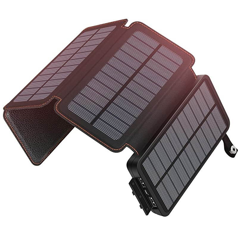 Solar Charger 25000mAh  Rainproof Power Bank with 4 Solar Panels Portable Battery Pack for iPhone, Samsung, Tablets and Smartphone