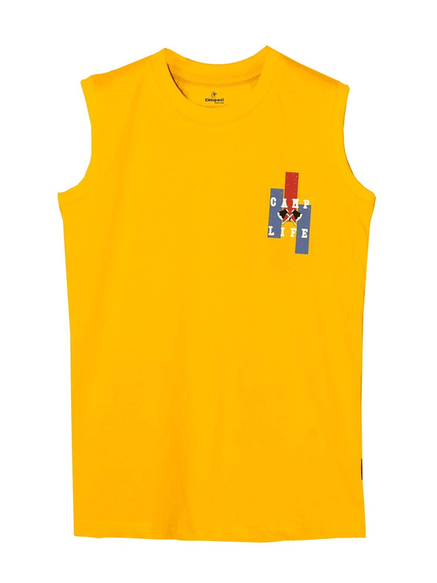 Kiddopanti Boys Yellow Solid T-Shirt