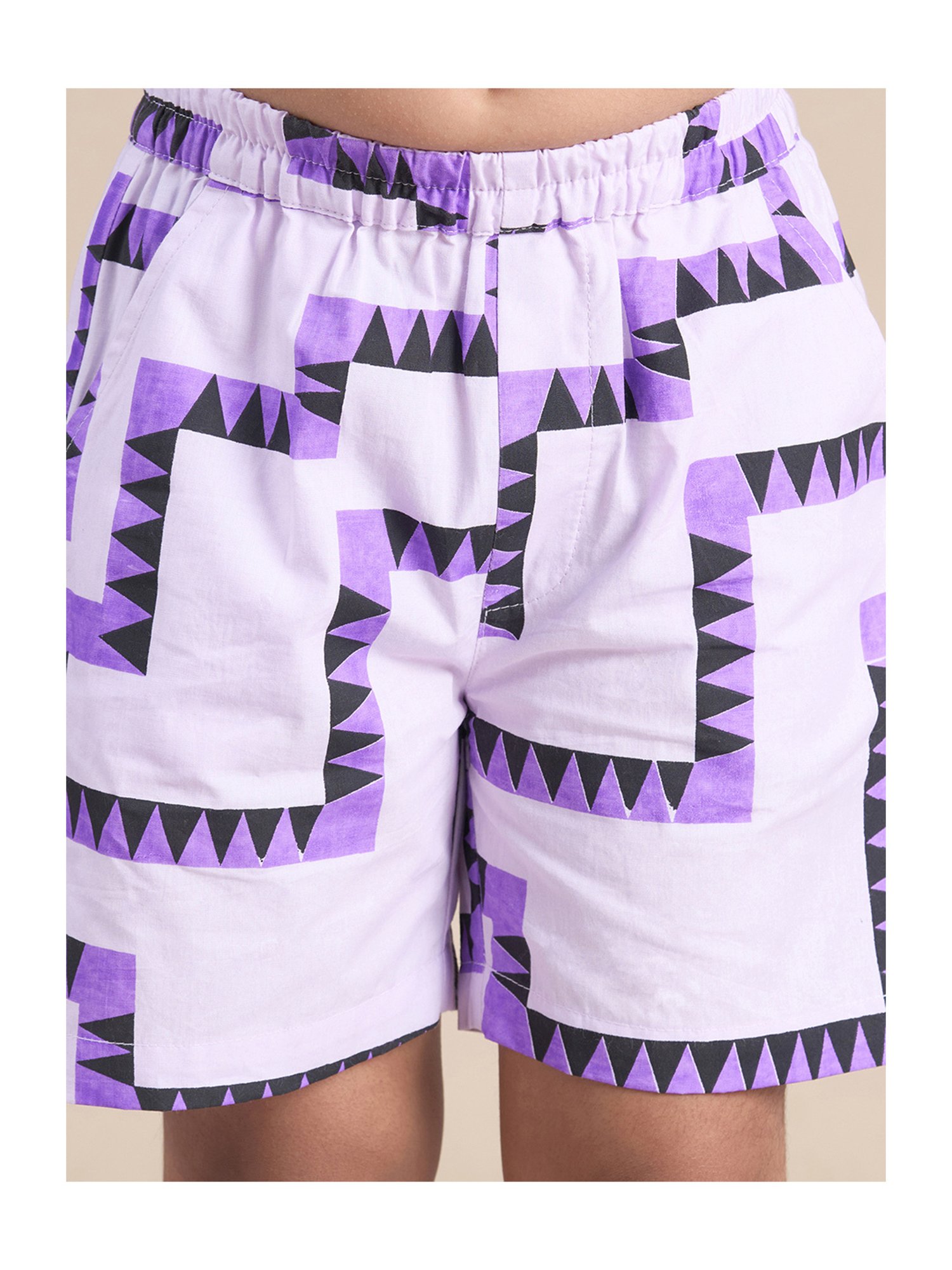 Lil Drama Kids Purple Printed Shirt with Shorts