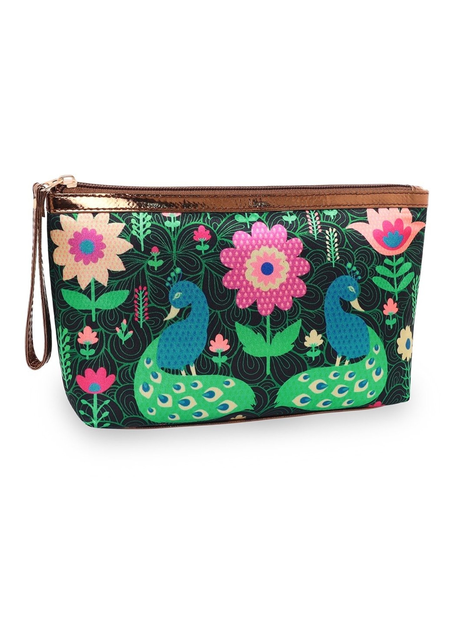 Sabhyata Peacock Multicolor Printed Small Wristlet
