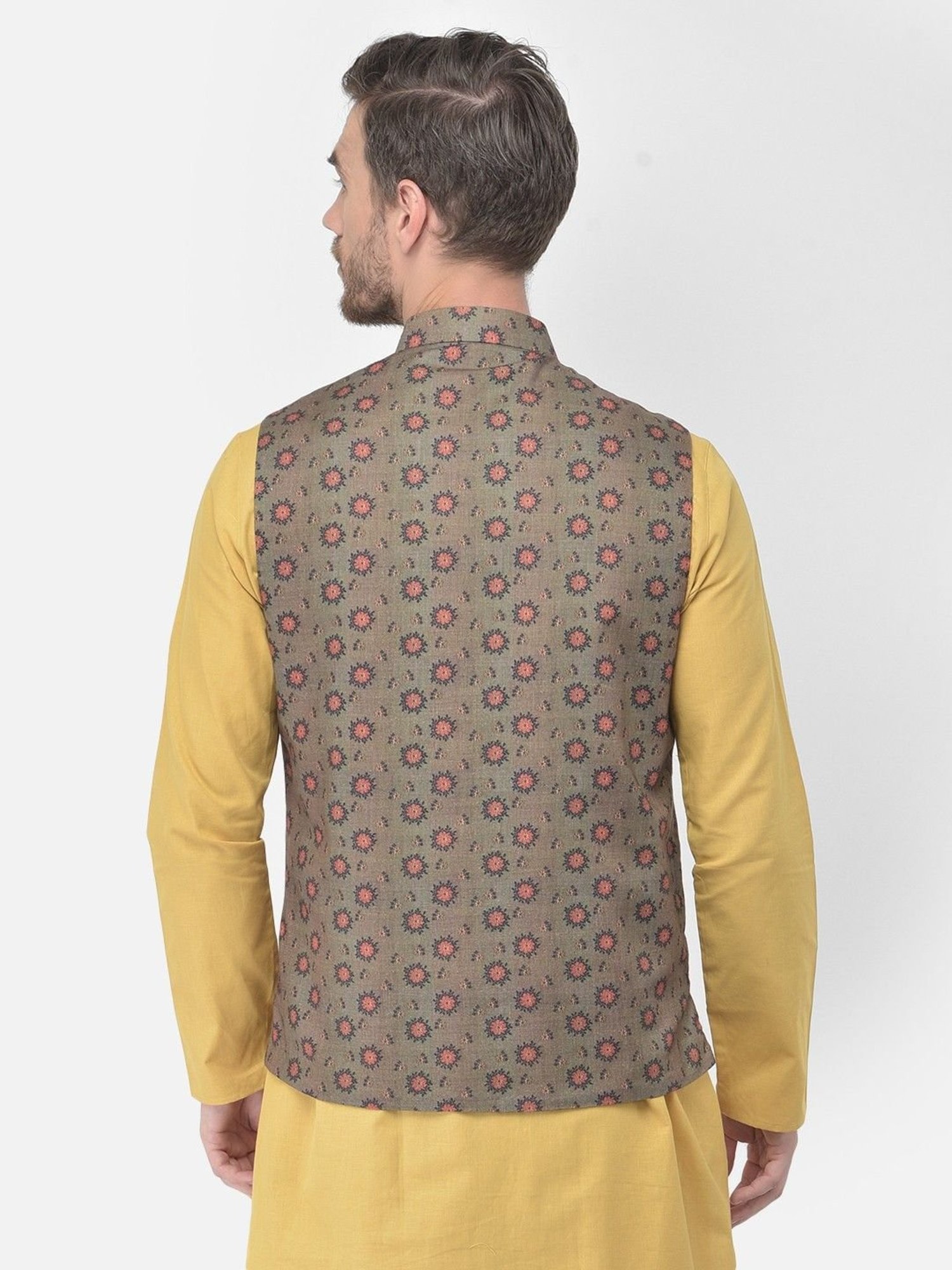 Fabindia Multicolor Regular Fit Printed Cotton Nehru Jacket