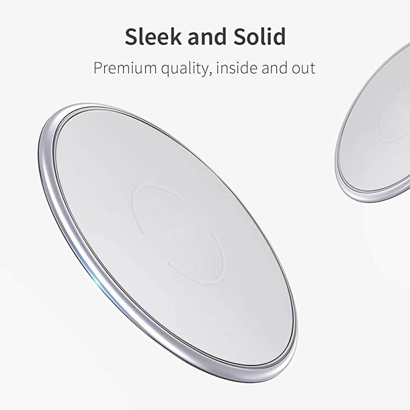 Wireless Charger Metal Frame UltraThin Fast Charging Pad 75W Compatible iPhone 1111 Pro11 Pro MaxXRXS 10W Fast Charging Galaxy S10S10+S10eNote10 Google Pixel 3No AC Adapter Silver