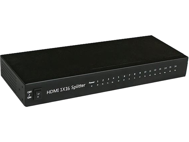 XtremPro 11017 1x16 HDMI Splitter 4K V1.4 w/Full Ultra HD 4K/2K, Full 3D, 1080p@60Hz, LPCM 7.1CH, Dolby TrueHD, DTS-HD - Black