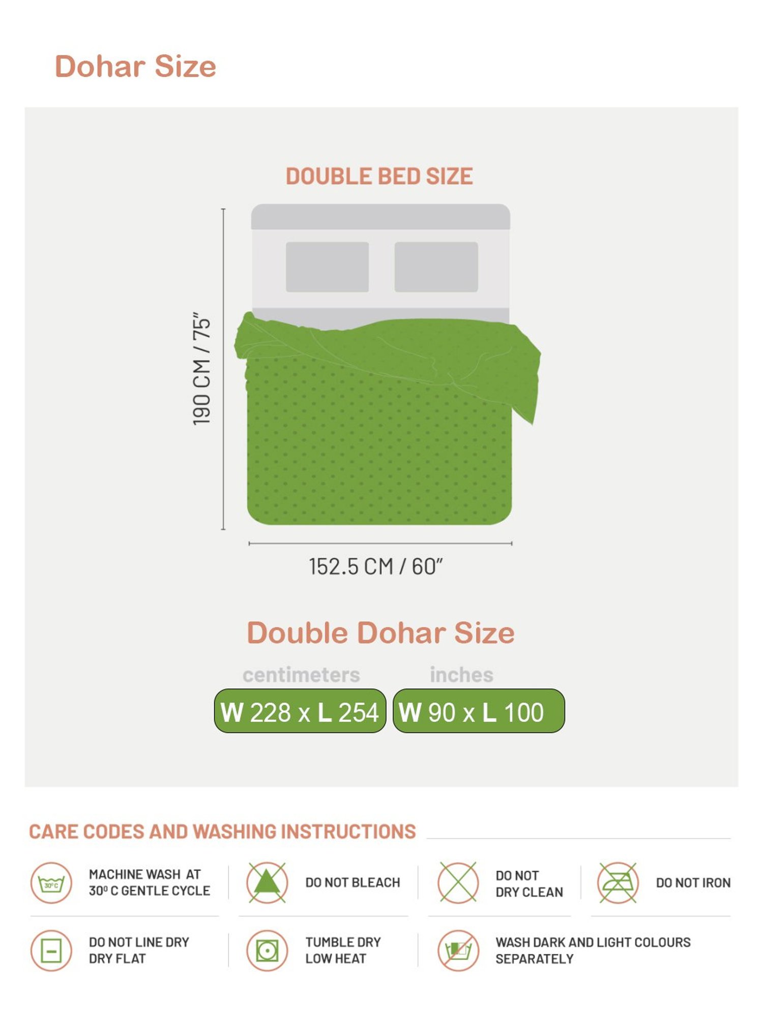 DDecor Geometric Green 150 TC Cotton Queen Reversible Dohar