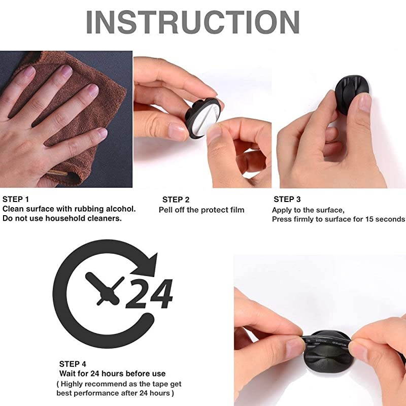 16 Pack  Multipurpose Cable Clips Holders for Organizing Cable Cords Home and Office Self Adhesive Cord Holders