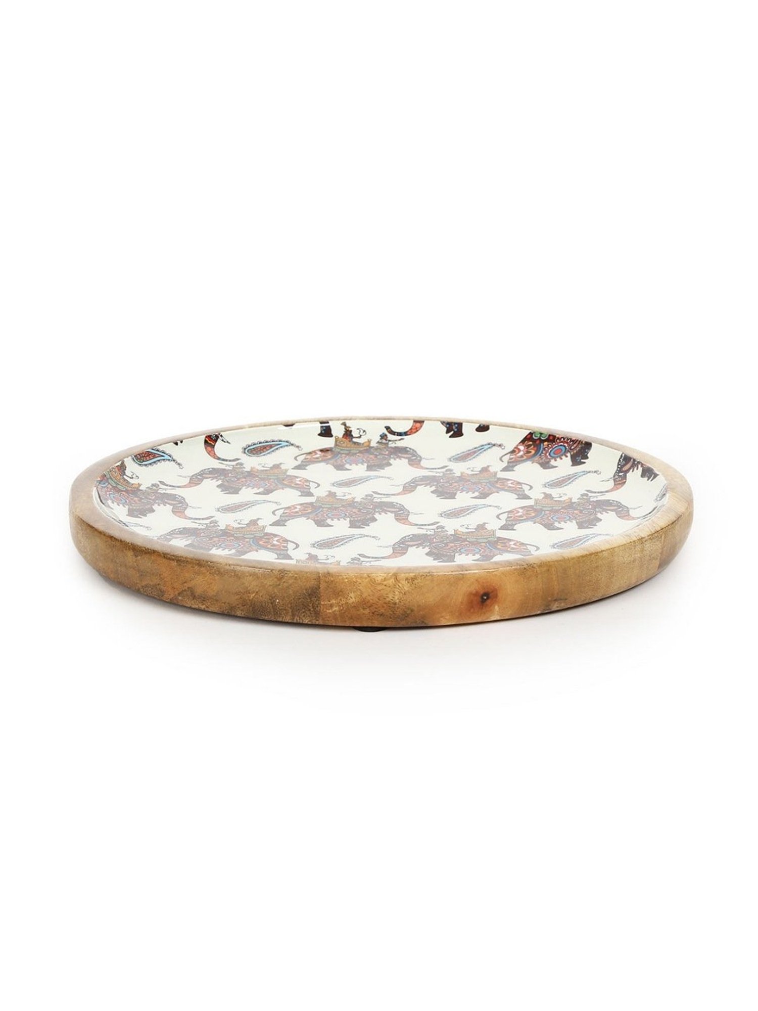 Home4U Ajantha Printed Multicolor Wood Platter