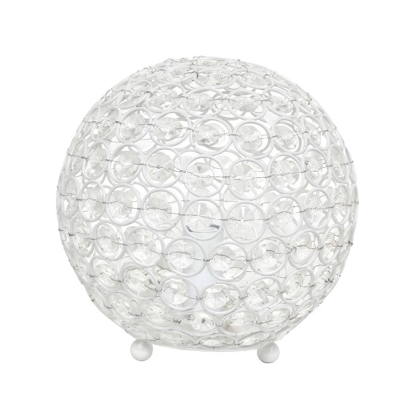 8" Elipse Crystal Ball Sequin Table Lamp White - Elegant Designs