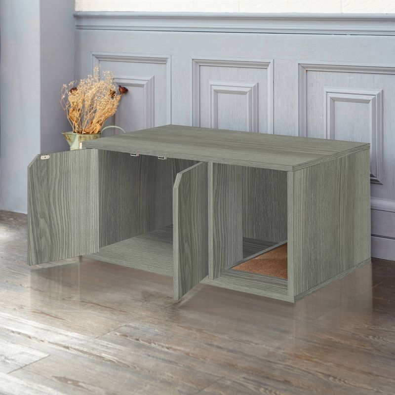 K&H Pet Products 3973 Extra Wide Outdoor Water Resistant Heated Kitty House with 2 Door Flaps Safe Escape For Feral and Outdoor Cats, Olive