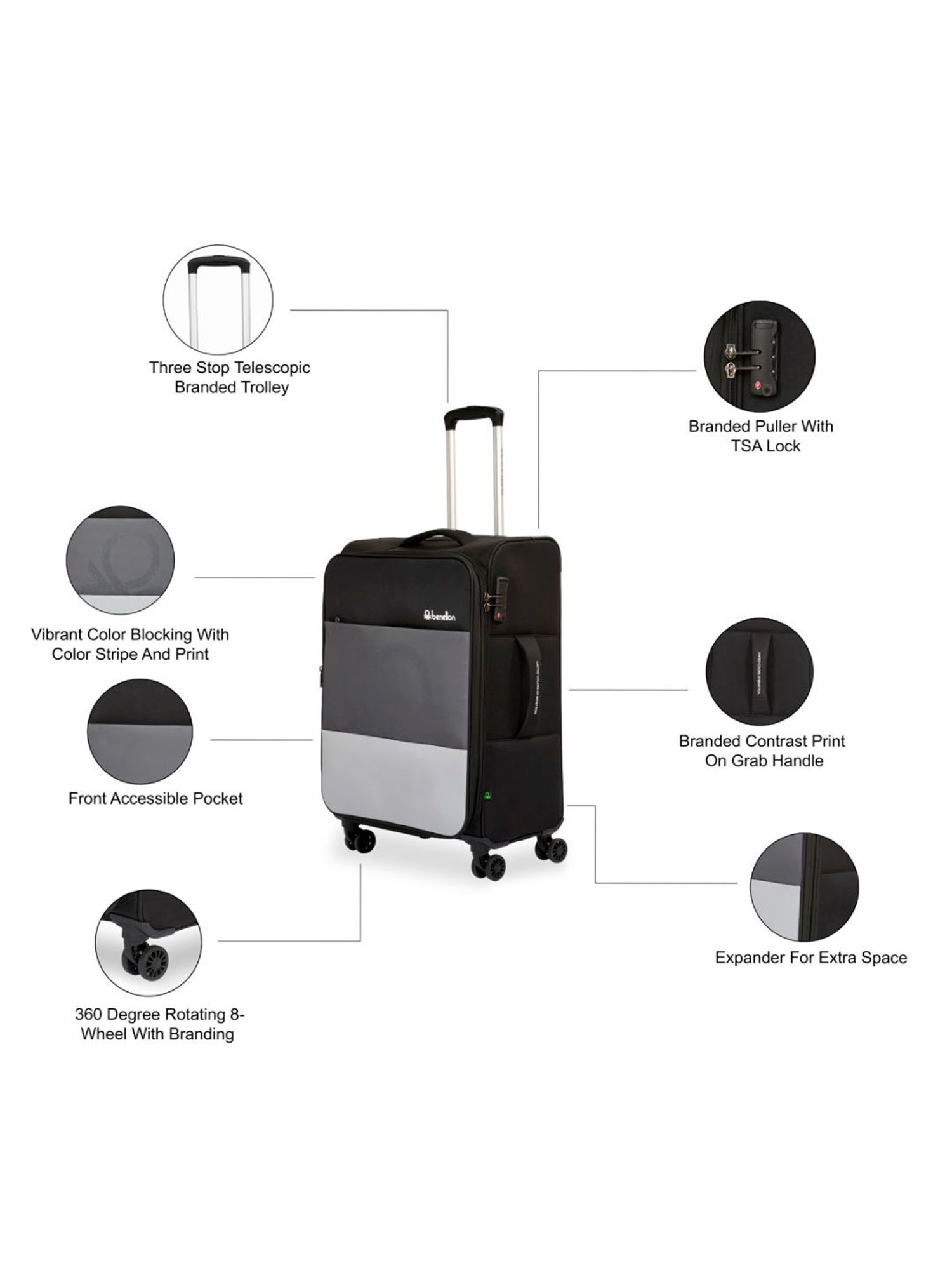 Perquisite Y2K Luxe Range Black Hard 20" Cabin Luggage