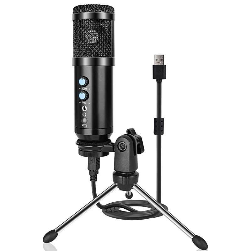 Microphone Metal Condenser Recording Microphone for Laptop MAC or Windows Cardioid Studio Recording Vocals Voice OversStreaming Broadcast and YouTube Videos