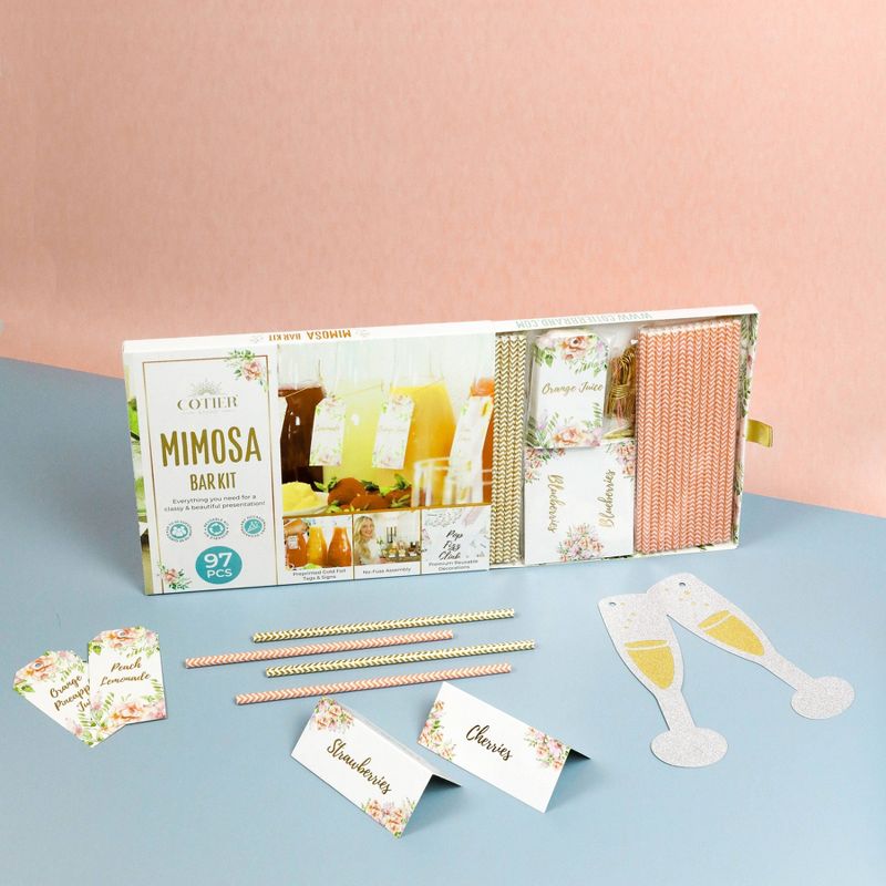 Cotier Brand 97pc Mimosa Bar Kit for Bridal Shower Decoration/Brunch Party or Bachelorette Party Supplies