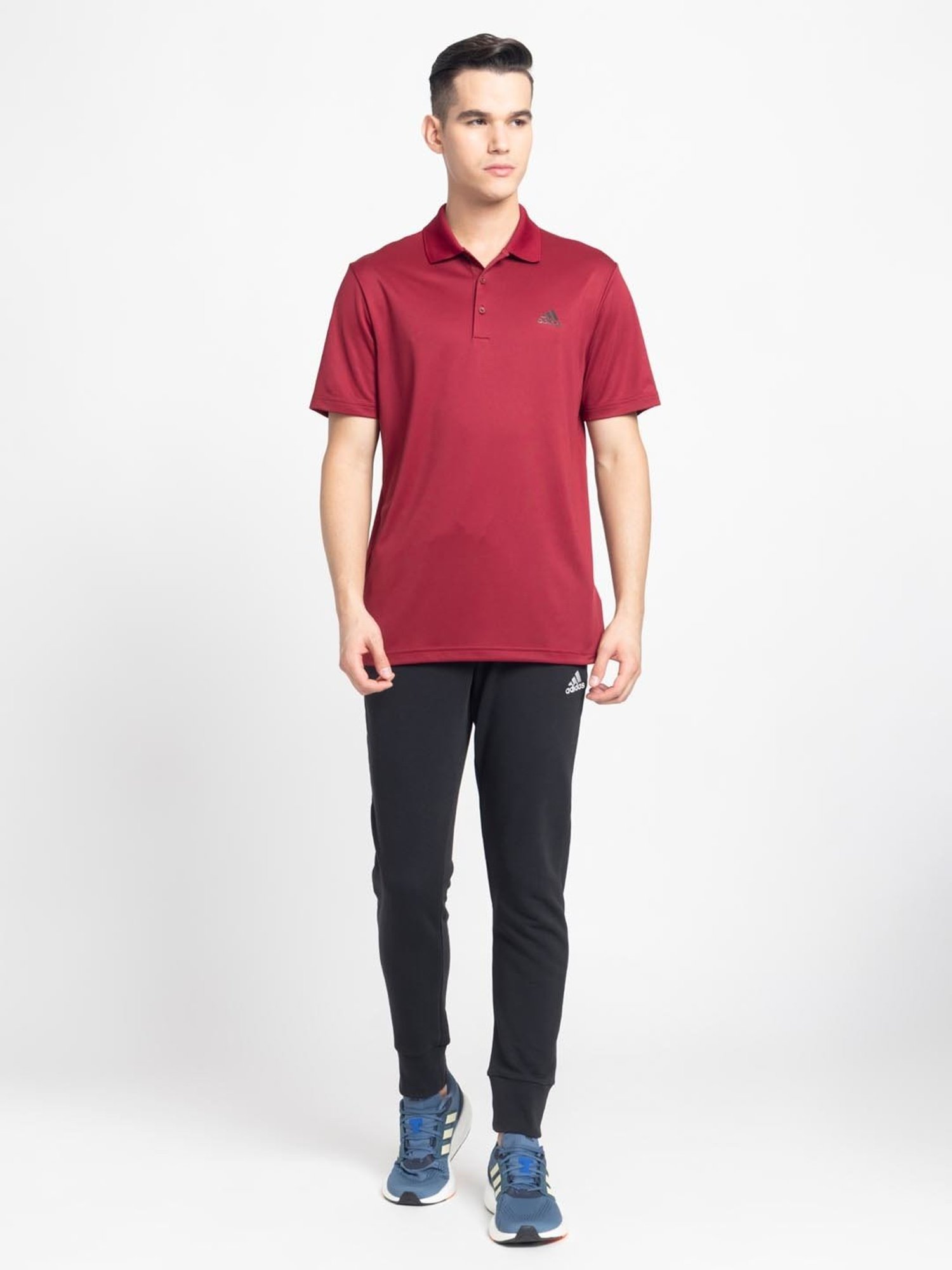 Adidas Red Regular Fit Printed Sports Polo
