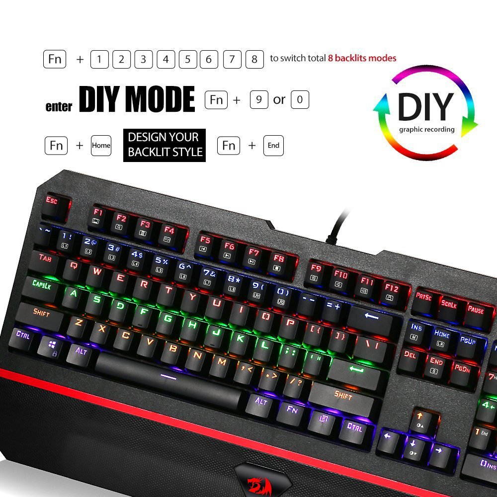 Redragon K558 ANALA RGB Mechanical Gaming Keyboard (LED Multiple Color Backlit)