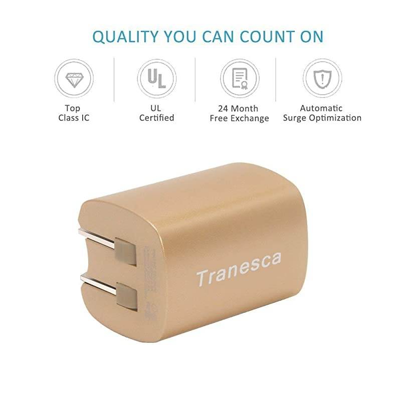 Dual USB Port Travel Wall Charger with Foldable Plug for iPhone XSXRX876SPlus Samsung Galaxy S8S7S6S5 Edge LG HTC Moto Kindle and MoreGold