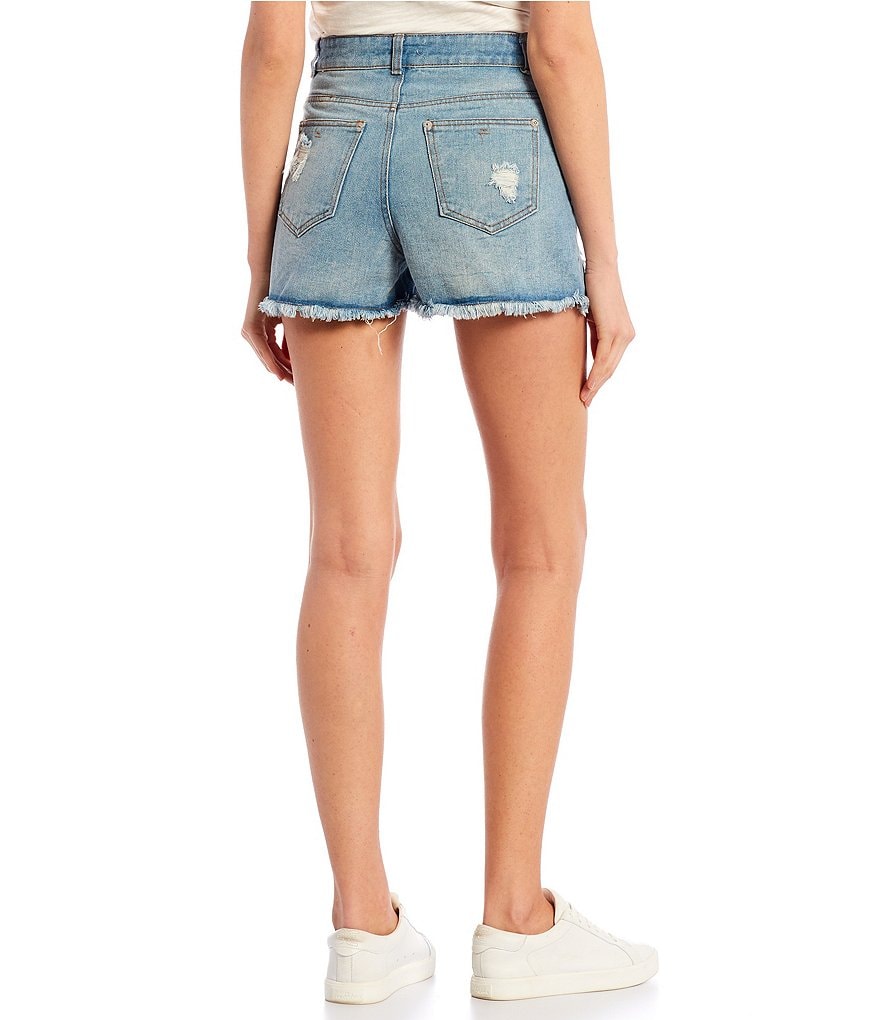C&V Chelsea & Violet Mid Rise Distressed Cut-Off Denim Shorts