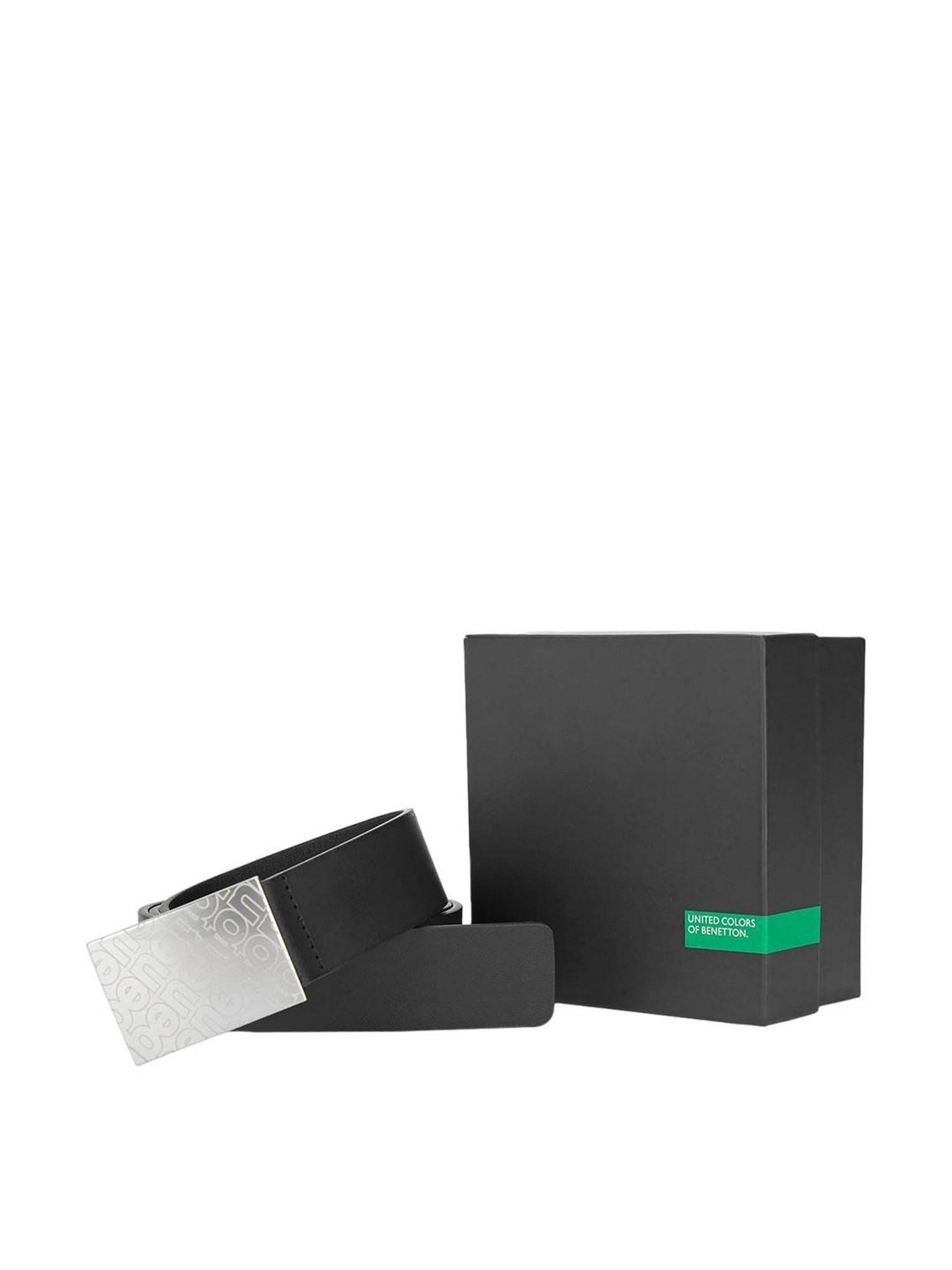 BELWABA Black Textured Formal Leather Belt for Men