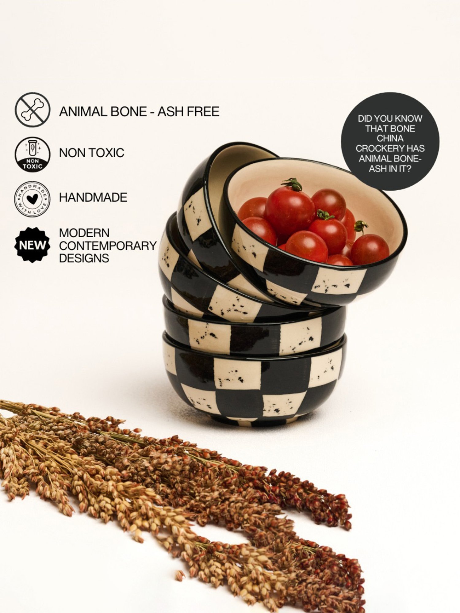 BlackCarrot Black & White Ceramic Dip Bowls Set of 2