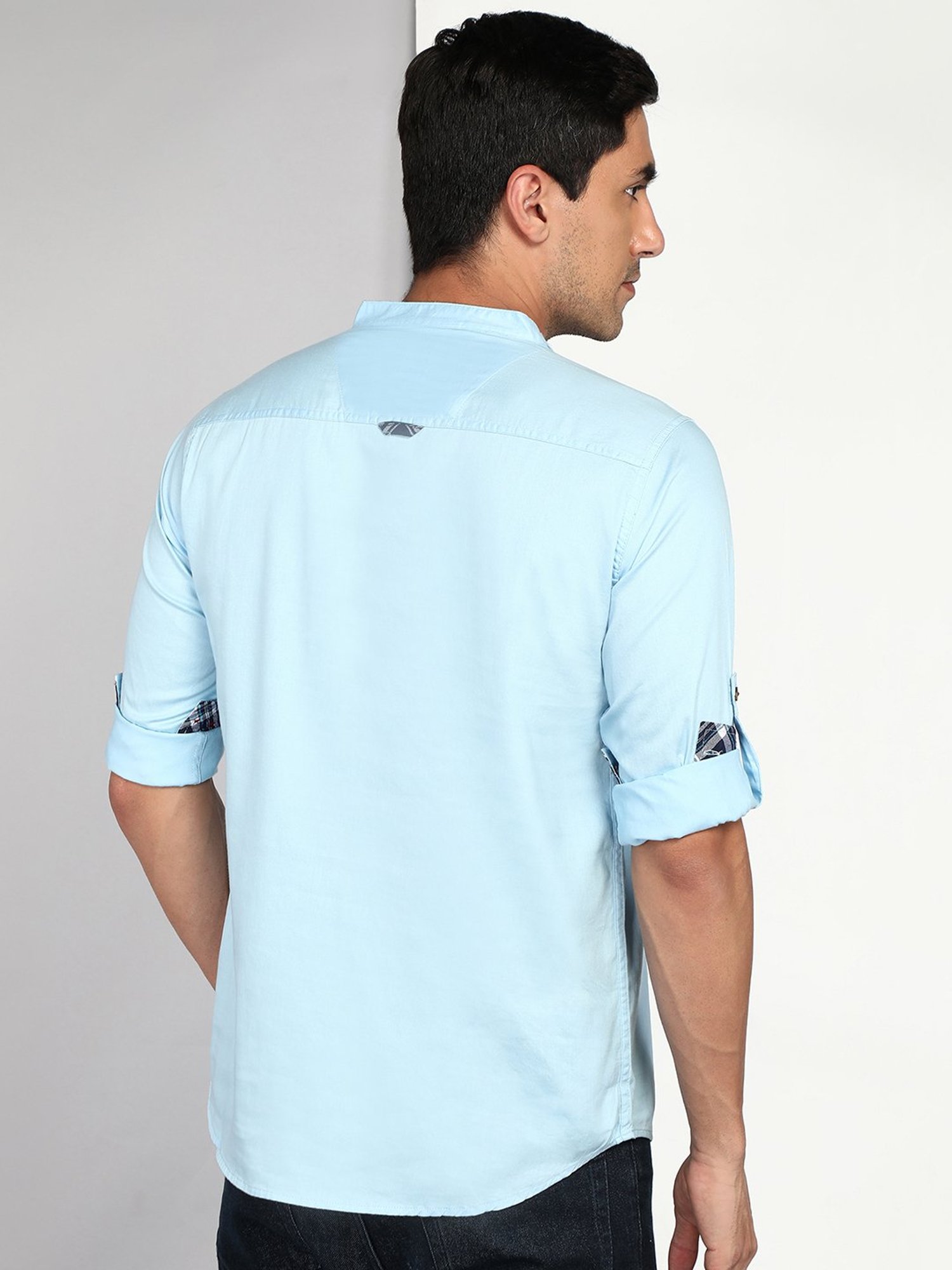 Kuons Avenue Light Blue Regular Fit Cotton Short Kurta