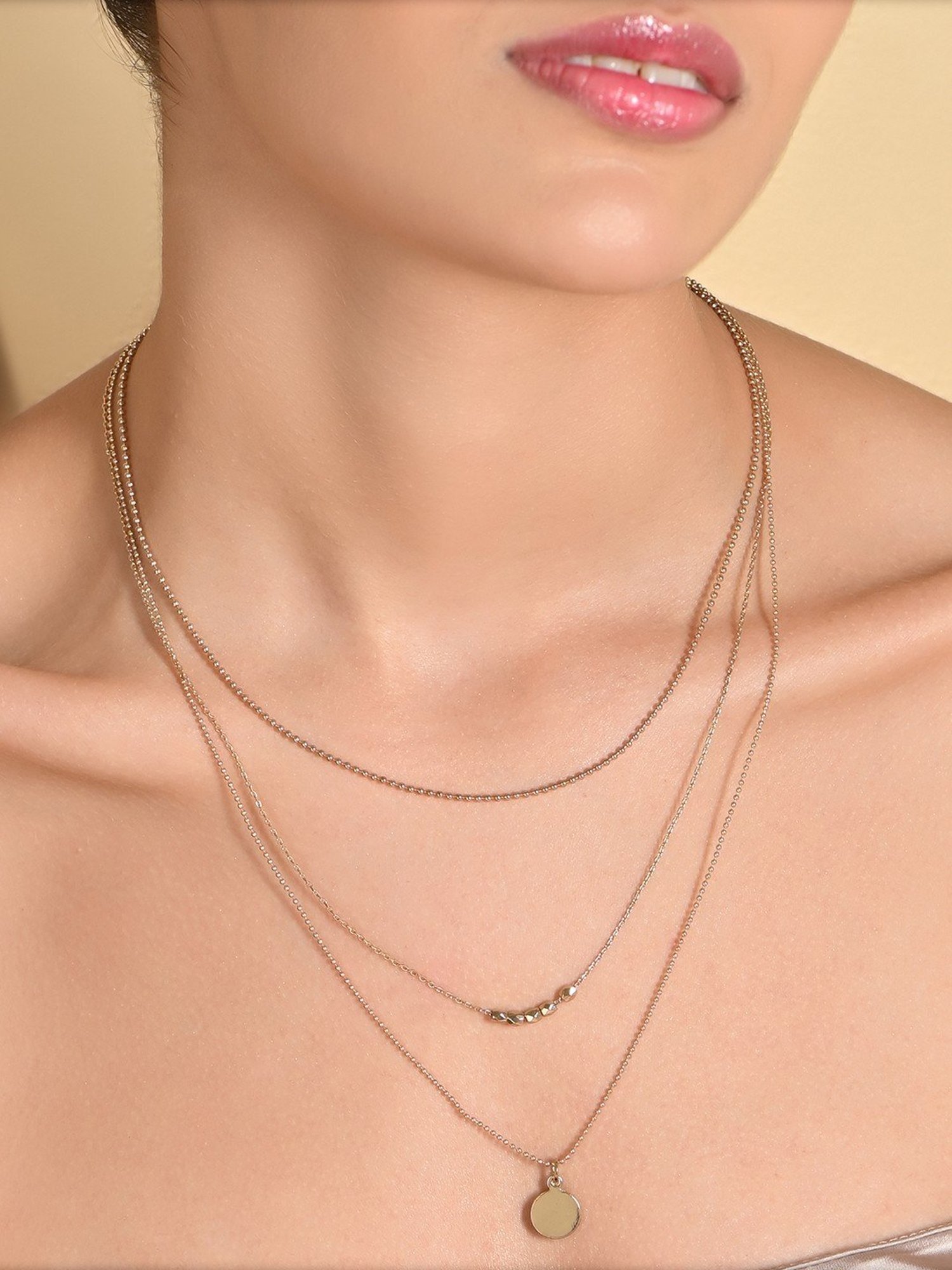 ToniQ Gold Plated Layered Necklace for Women