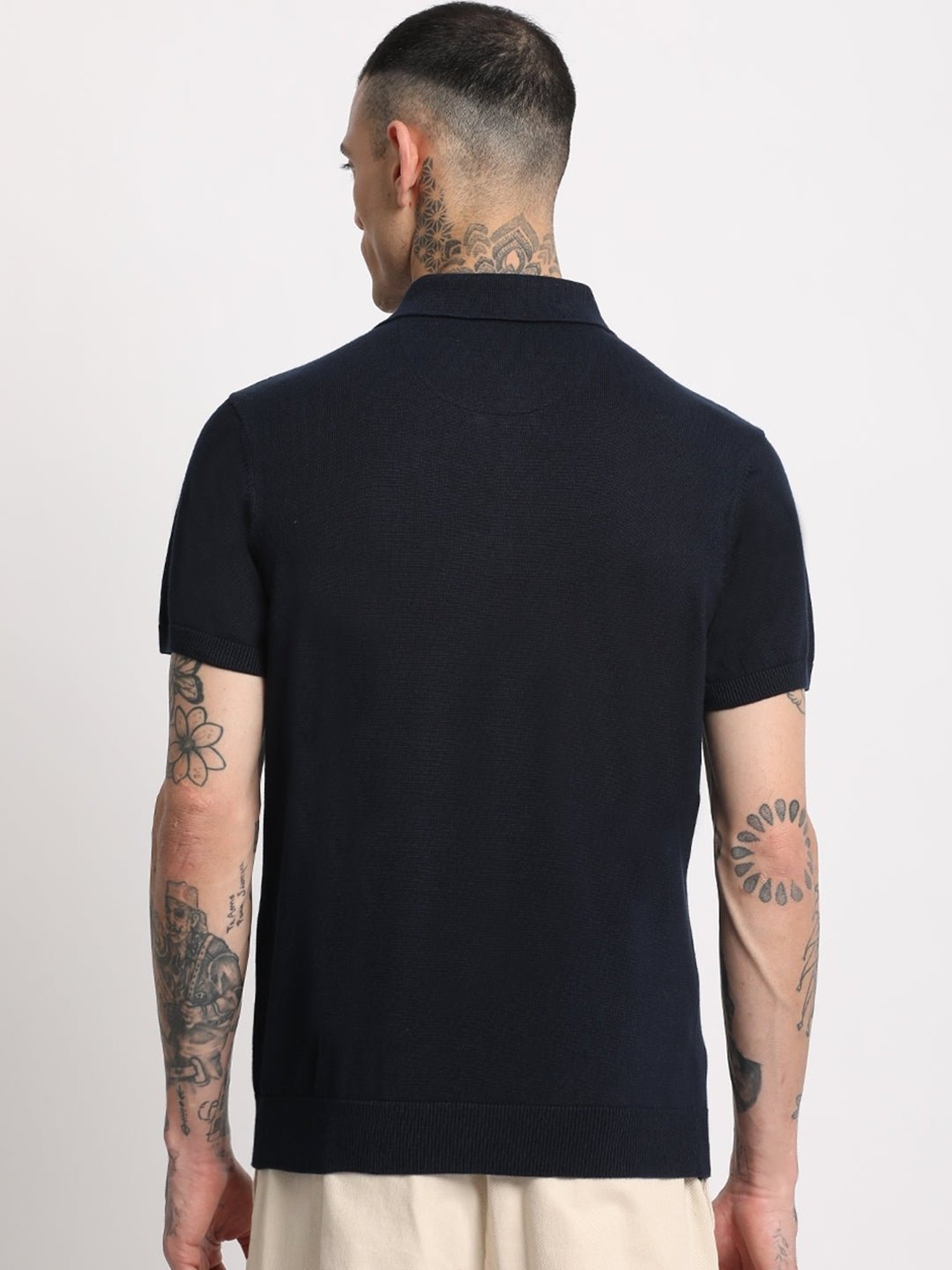 The Bear House Navy Regular Fit Polo T-Shirt