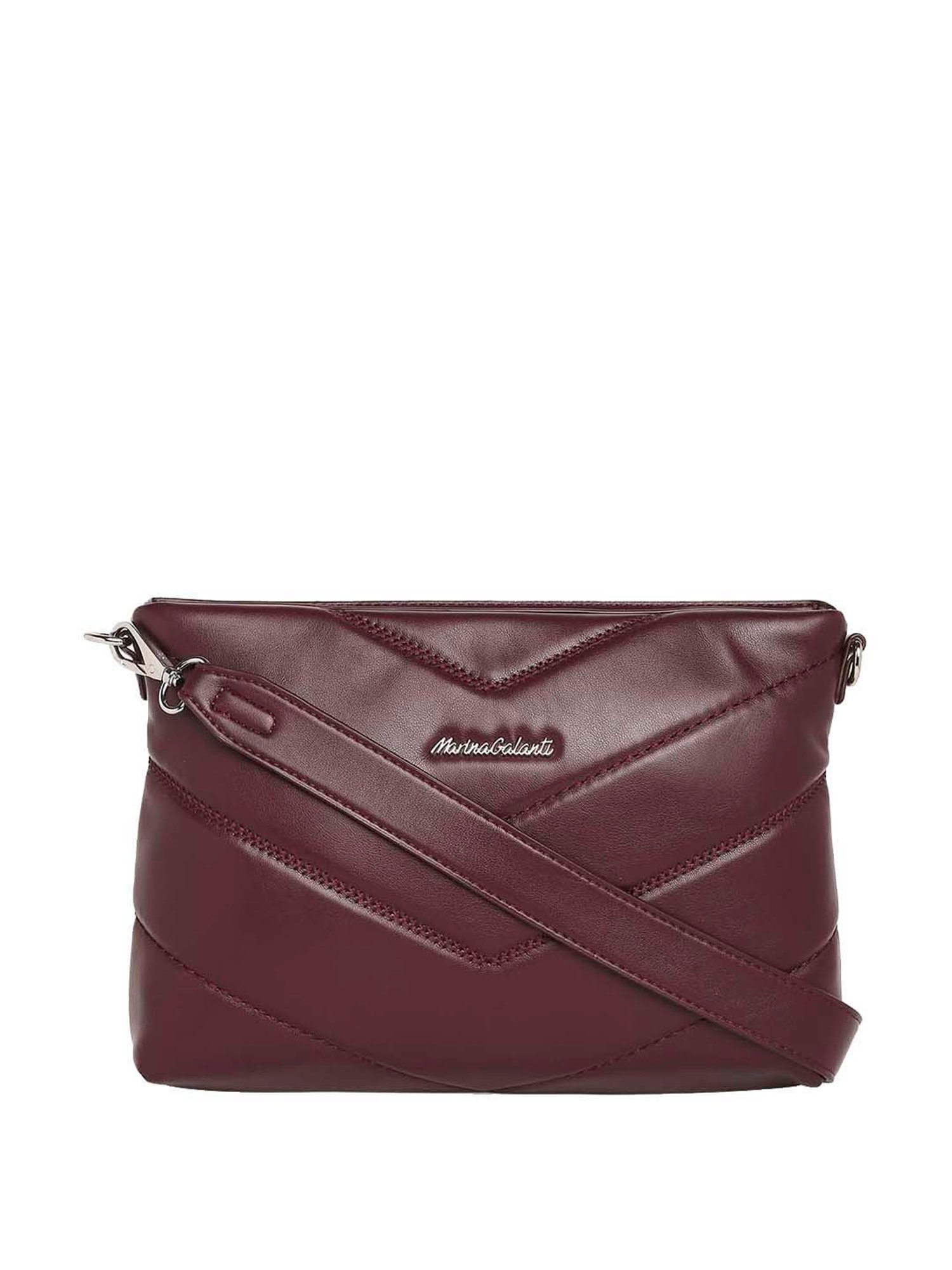 Marina Galanti Maroon Quilted Medium Sling Handbag