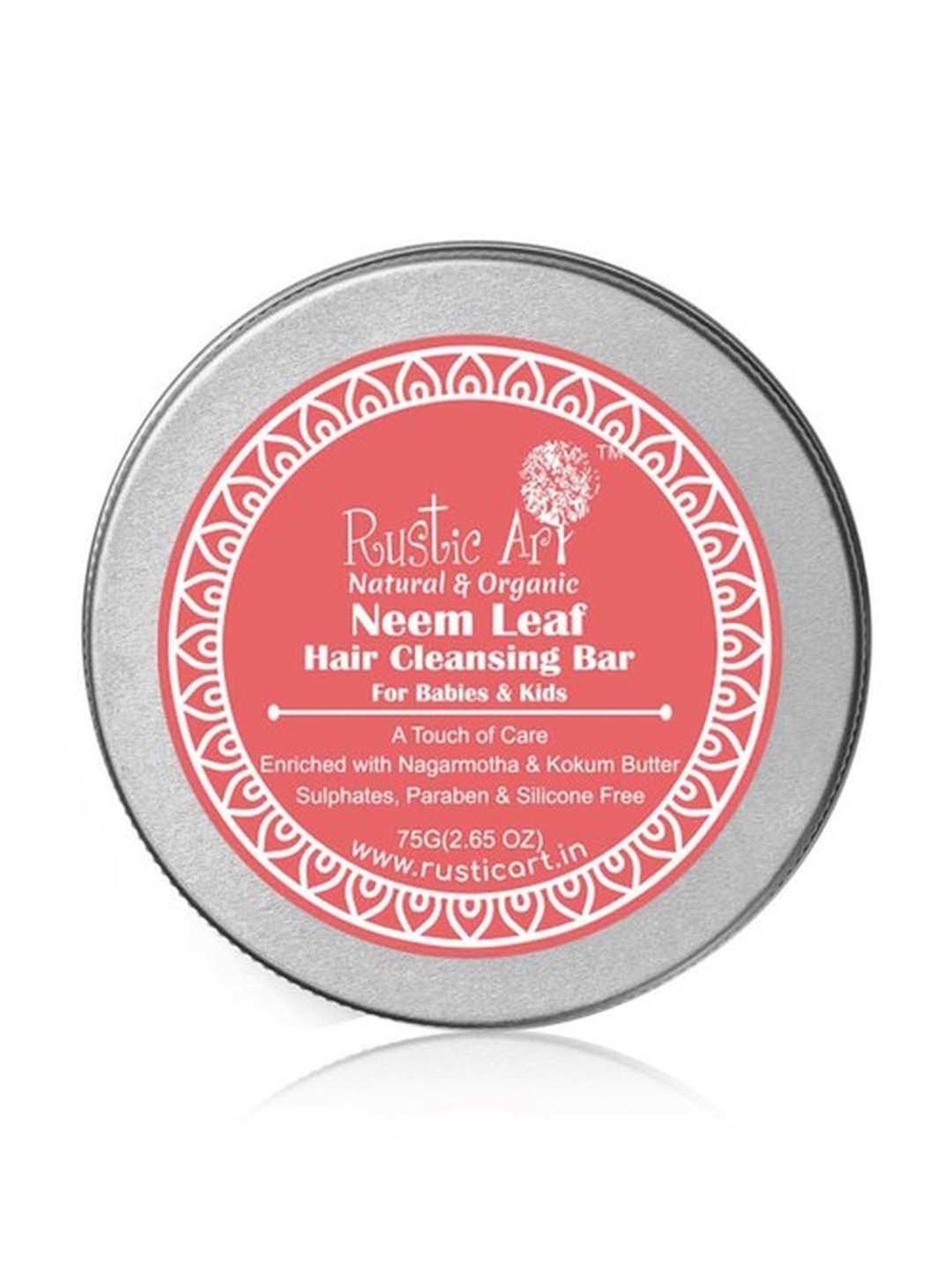 Rustic Art Neem Leaf Hair Cleansing Bar For Babies and Kids (Shampoo Bar) - 75 gm